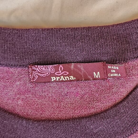 Prana Delia long sleeve sweater wool dress chevron diamond burgundy - Picture 6 of 7